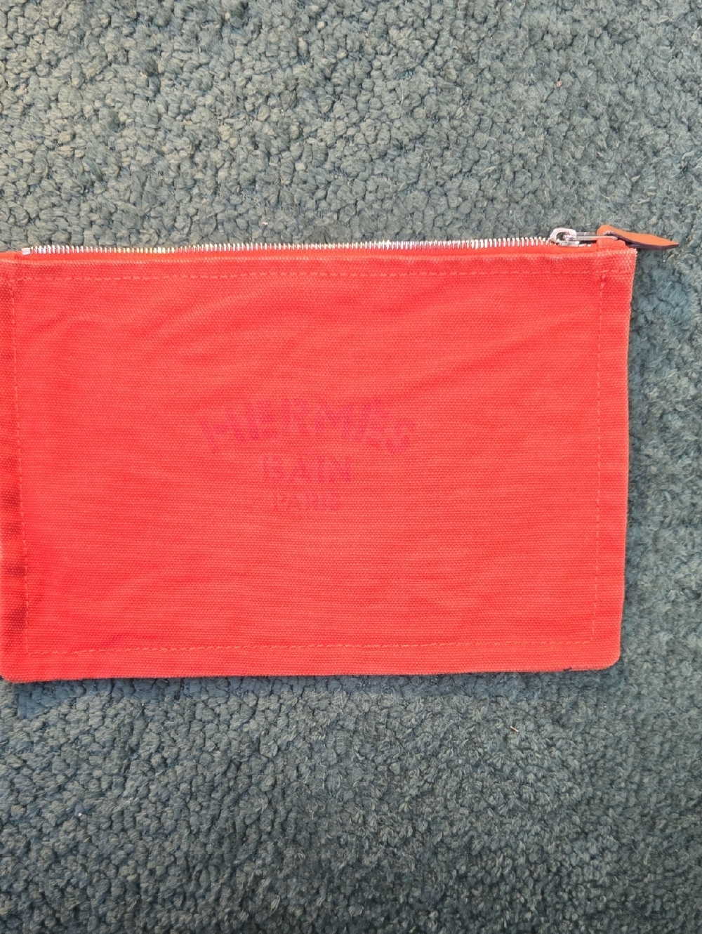 Hermes Orange Canvas Logo Pouch